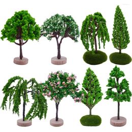 Decorative Flowers 8 Pcs Micro Landscape Tree Models Sand Table DIY Plant Trees Decor Wood Mini Train Desk Decoration