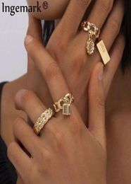 Boho Full Crystal Summer Wedding Rings Women Punk Vintage 2021 Circle Love Lock Flower Pendant Fashion Ring Bijoux Jewelry Gift9819657