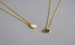 necklace necklaceSavi Internet red blogger has the same old brass goldplated Malachite mother shell square pendant necklace1467454