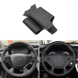 Steering Wheel Covers Black-Line Perforated Hand Sewing Leather Cover Trim Decorative For Sonata 9 2024 (4-Spoke)