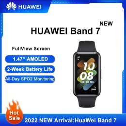 Wristbands NEW Huawei Band 7 Smart Band Blood Oxygen 1.47'' AMOLED Screen Heart Rate Tracker Smartband 2 Weeks Battery Life 5ATM Waterproof