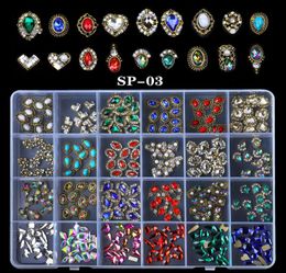 240pcsBox Alloy Zircon Nail Art Charms MixedShaped Jewelry Crystal Rhinestones For Finger Tips Metal Decorations Bulk Nails Acce3665570