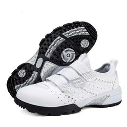 Golf Men's Shoes Breathable Automatic Rotation Waterproof Shoes Velcro Laces Nail Free Men's and Women's Golf Shoes