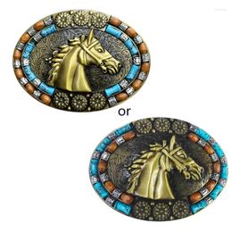 Belts Western Cowboy Carved Belt Buckle Metal Ethnic Personality Rock Link Unisex DIY Supplies Dropship