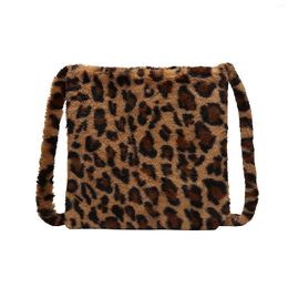 Evening Bags Winter Faux Fur Clutch Bag Women Fashion Leopard Print Ladies Shopper Bolsa Femme Handbag Shoulder Tote Plush