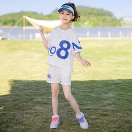 Clothing Sets 2024 Korean Summer Girl Children's Top And Bottom Set School Casual Cotton T-shirt Short Pants Junior 2PCS Clothes