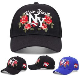 Ball Caps Fashion Baseball Hat Womens All Cotton High Quty Rose Ny Letter Embroidered Vintage Hat Mens Outdoor Sports Baseball Hat T240429