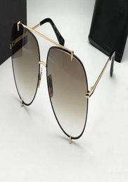 Vintage Classic Pilot Sunglasses Gold Metal Brown Gradient unisex Fashion sunglasses Sonnenbrille Glasses New with box1477460