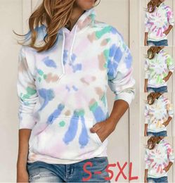 Women039s casual tie dye printed Colour hooded long sleeve sweater in 20208590210