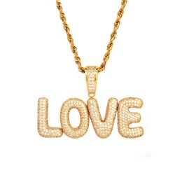 New Men's Custom Name Small Bubble Letters Necklaces & Pendant Ice Out Cubic Zircon Hip Hop Jewellery Rope Chain Two Colour 228m