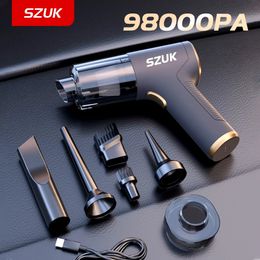 SZUK 98000PA Mini Car Vacuum Cleaner Powerful Cleaning Machine Strong Suction Handheld for Home Portable Wireless 240420