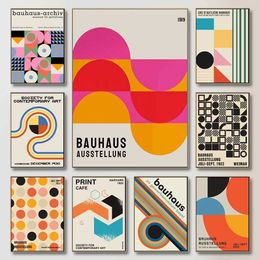 ful Bauhaus Exhibition Geometric Poster Printing Minimalist Abstract Art Canvas Painting for Living Room Mural and Home Decoration J240505