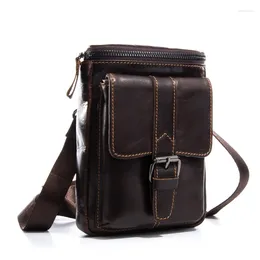 Waist Bags Genuine Leather Bag For Men Wear Belt First Layer Cowhide Shoulder Crossbody Multifunctional Mobile Phone IPhone