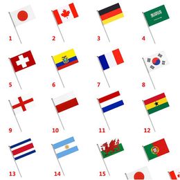 Banner Flags 2022 Qatar 14X21Cm Hand 32 Countries Flag With Stick Drop Delivery Home Garden Festive Party Supplies Dhcaq