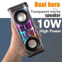 Portable Speakers V8 Transparent Mecha Wireless Bluetooth Speaker Sound Light Rhythm Subwoofer TWS Stereo Cyberpunk Music Centre Hands-free Call J240505