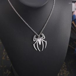 Chains Kpop Fashion Spider Halloween Pendants Round Cross Chain Mens Necklaces Silver Colour Neck Gothic Couple Streetwear Gifts