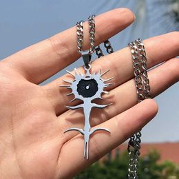 Pendant Necklaces Ghostemane Necklace Mens Clavicle Chain Charm Necklace 2024 Trend Lucky Punk Hip Hop Stainless Steel Jewelry Necklace Q240430
