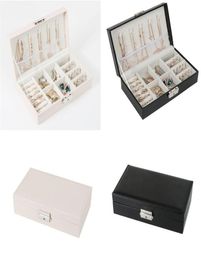 PU Leather Jewelry Box Ornaments Organizer Storage Boxes Travel Case Earrings Rings Necklaces Storage Box Black Beige198f5790113