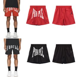 Black Red Shorts Men Women Pockets Letter Print Shorts 2024ss