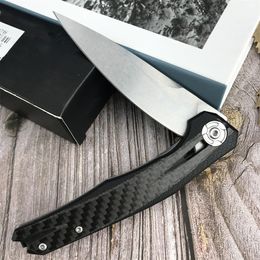 High Quality 0707 Flipper Folding Knife Drop Point Blade Carbon Fiber Handle Outdoor Hunting Rescue Survival Portable Pocket Knife 0562 0022 0808 0660 0393