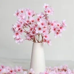 Decorative Flowers 6Pcs Artificial Peach Blossom Branch With Stem Realistic Reusable Home Wedding Party Faux Flower Floral Spring Decoration