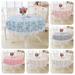 Flower Round Table Cloth Waterproof Pastoral PVC Plastic Kitchen Tablecloth Oilproof Decorative Elegant Fabric Cover 240428