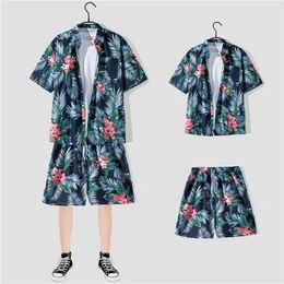 Men's Casual Shirts 2024 Hawaiian Shirt Suit Summer Sports Short-sleeved Fashion Printed Loose Shorts Beach