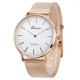 Wristwatches 2024 Fashion Silver Casual Geneva Quartz Watch For Women Metal Mesh Stainless Steel Dress Watches Relogio Feminino Clock