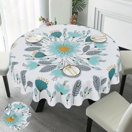 Table Cloth Floral Round Tablecloth 60 Inch Farmhouse Rustic Spring Summer Boho Flowers Outdoor And Indoor Party