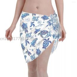 Sexy Women Chiffon Swimwear Pareo Ocean Sea Beach Cover Up Wrap Sarong Skirt Turtle Dress Swimsuits Bikini Cover-Ups