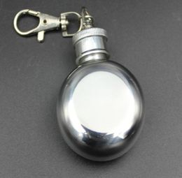 1oz 28ml Mini Stainless Steel Round Hip Flask with Keychain Liquor Alcohol Whiskey Wine Pot Small Flasks Drinkware SN8807210642