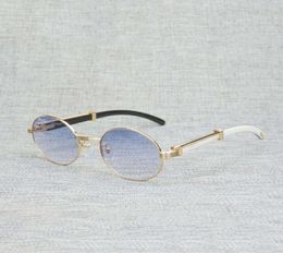 Vintage White Buffalo Horn Sunglasses Men Around Natura Wood For Woemn Outdoor Clear Glasses Shades5165279