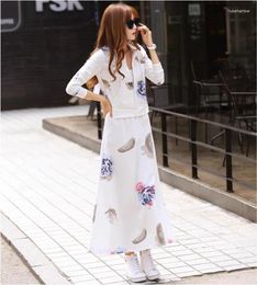 Work Dresses Spring Autumn Fashion Casual Plus Size Cotton Stretch Brand Female Women Girls Coat Skirt Sets Suits Clothing