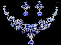 Earrings Necklace KMVEXO Multiple Colours Water Drop Wedding Bridal Formal Party Prom Jewellery Sets Crystal Rhinestone Brides Sets3582037