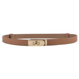 Designer Belt Adjustable Thin Belts For Womens Skinny Belts For Dresses Womens Solid Colour Alloy Turn Lock Belts For Jeans Suitable for waist circumference of 55-98cm