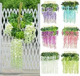 New Artificial ivy flowers Silk Flower Wisteria Vine flower Rattan for Wedding Centrepieces Decorations Bouquet Garland Home Ornam3817735