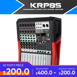 Amplifiers Fuluode 6/8 Channel Professional Mixer with Power Amplifier and Reverberation Function Support Bluetooth Usb Playback Stage Show