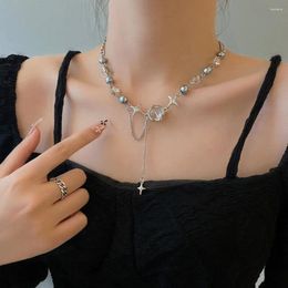 Chains Exquisite Star Geometric Crystal Necklace Korean Fashion Shiny Moon Stone Bracelet For Women Anniversary Jewelry