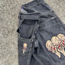 Women's Jeans Jnco Baggy Retro Hip Hop Oversized Skull Embroidery Slouchy Y2k Streetwear Men Women Goth Punk Wide Pants Trousers