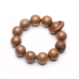 Strand Golden Sandalwood Beads 20mm Prayer For Men Bracelet Band Small Calabash Flexible Ring Handmade Hole Same Material