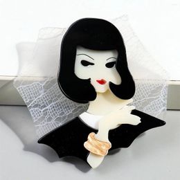 Brooches Black Hair Clothes Acrylic For Women Chic Resin Figure Lapel Brooch Pin Badge Clothing Jewellery Accessories