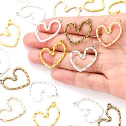 Charms 15pcs 5 Color Oblique Hollow Heart Shaped Charm For Necklace Keyring Pendant DIY Handmade Jewelry Accessories 28 25mm A135