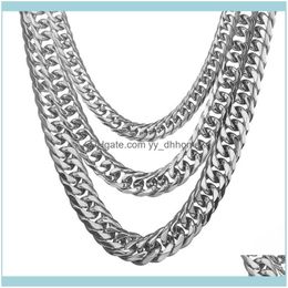 Chains Necklaces Pendants Jewelrychains 13 16 19Mm White Gold Tone Stainless Steel Chain Curb Cuban Link Mens Necklace Male X Party Jew 2846