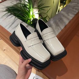 Casual Shoes Summer Autumn Platform Leather Oxford Women Fashion Square Toe Slip On Flats Loafers Boat Mary