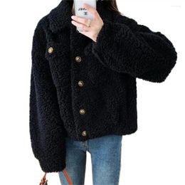 Women's Jackets OL Overcoat Female Winter Plus Velvet Tops Warm Autumn Fashion Imitation Wool Coat Single Breasted Vintage Jacket 2024