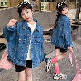 Jackets A938 Spring Girl's Denim Jacket Fashion Young Teenagers Children's Coat Pure Cotton Kid Cowboy