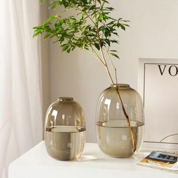 Vases Transparent Glass Vase Aquatic Flower Container Arrangement Device Living Room Tabletop Decorations Handicrafts