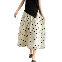 Skirts Summer Polka Dot Print Tulle Skirt Women Korean Large Harajuku Pleated Tennis 2024 Elastic Waisted Midi