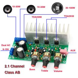 Amplifiers 2*15W+30W TDA2030 TDA2050 2.1 Channels Power Amplifiers Audio Tone Control Equalizer Power Amplifier Board Stereo Amp