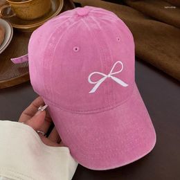 Ball Caps Fashion Outdoor Vintage Cowboy Bowknot Embroidered Baseball Cap For Women Girl Sun Protection Washed Soft Top